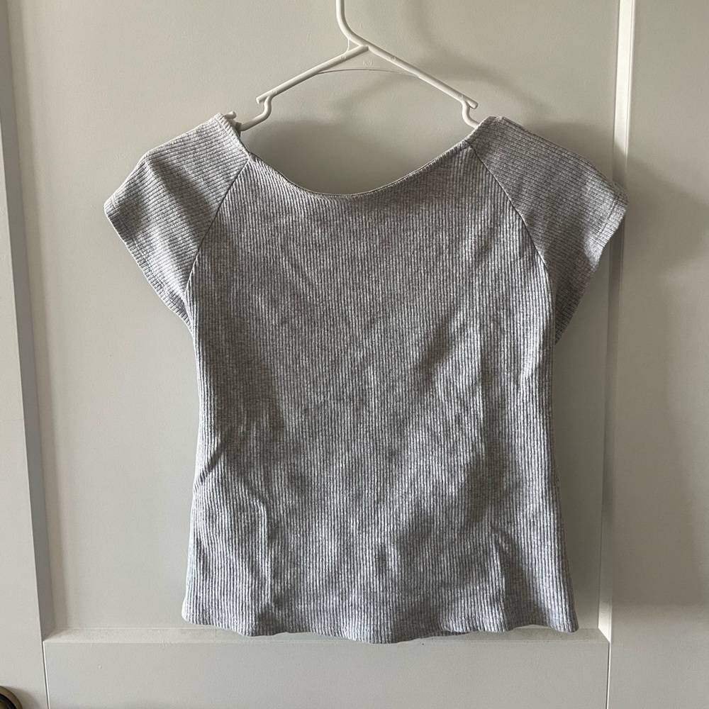 Aerie Gray Open Back Ribbed Tee